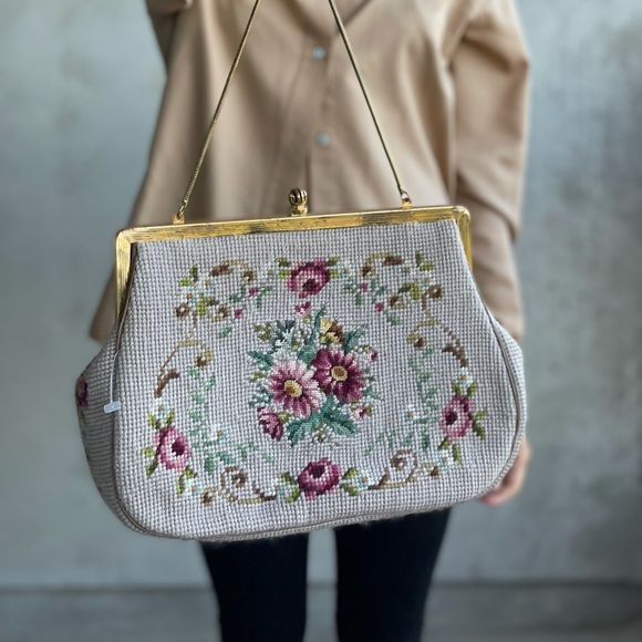 Vintage Needlepoint Purse - Picture 1 of 11